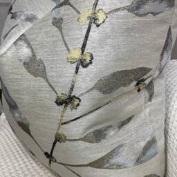 Abstract Leaf Design Cushion Cover, Decorative Pillow Grey - Gold Double Sided , Throw Cover For Sofa Or Bed - thumbnail 4