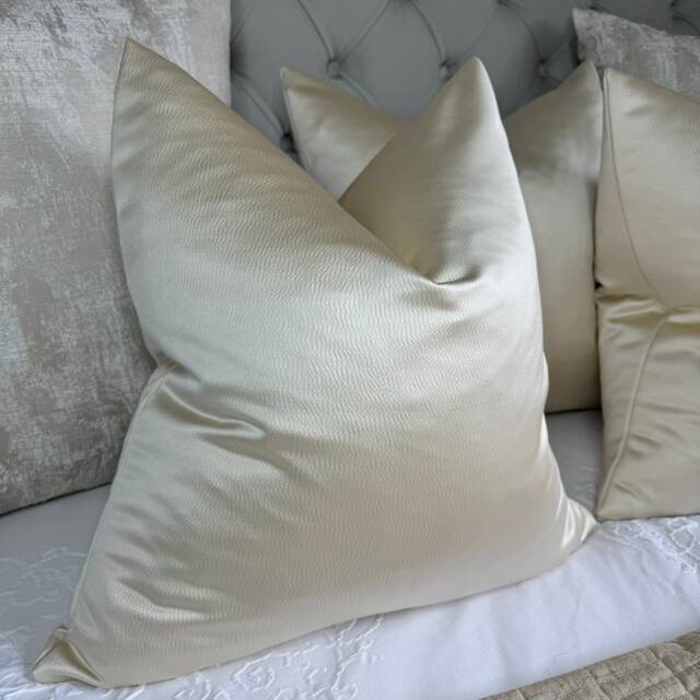 Luxury Euro Sham Champagne Cushion Cover, Luxury Textured Pillow Gorgeous Satin Fabric Harlequin , Champagne Throw - image 1