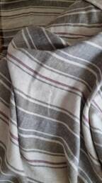 Linen Throw Blanket, Natural Linen Bed Coverlet, Soft Striped, Gray Cover, Boho Nordic - thumbnail 4