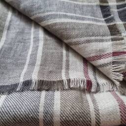 Linen Throw Blanket, Natural Linen Bed Coverlet, Soft Striped, Gray Cover, Boho Nordic - thumbnail 3