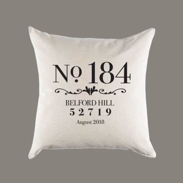 Custom Address Canvas Pillow Or Cover - Throw Home Decor Anniversary, Moving Away Housewarming Gift - image 1