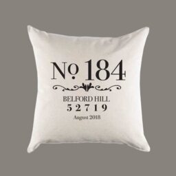 Custom Address Canvas Pillow Or Cover - Throw Home Decor Anniversary, Moving Away Housewarming Gift - thumbnail 1