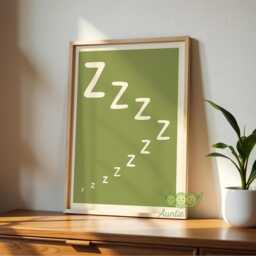 Sleepy Zzz Wall Art Print, Minimalist Bedroom Decor, Modern Mid Century Sleep Poster, Relaxing Art, Calm Green Nursery Print - thumbnail 3