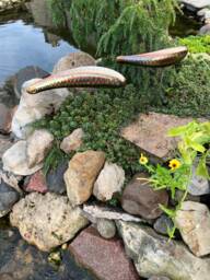 Garden Fish Sculpture Stainless Steel Handmade Welded Metal Patina Outdoor Garden Art Decor