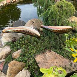 Garden Fish Sculpture Stainless Steel Handmade Welded Metal Patina Outdoor Garden Art Decor - thumbnail 2