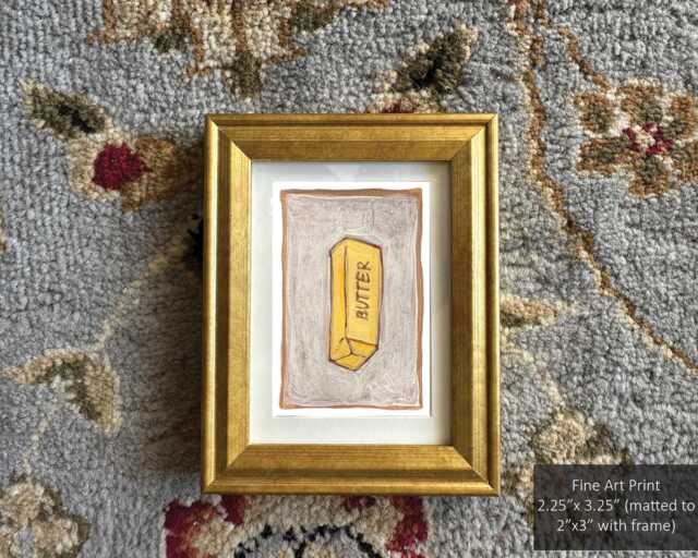 "Butter Painting Print Kitchen Food Art - 2.25"" X 3.25" - image 1