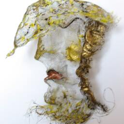 Art Deco Yellow Hat Girl Modern Art Ooak - thumbnail 3
