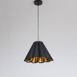 Handmade Black Pleated Pendant Lighting Fabric & Acrylic Shade - thumbnail 3