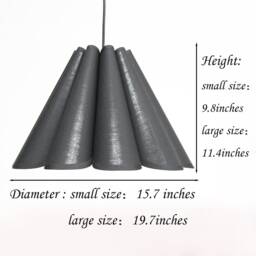Handmade Black Pleated Pendant Lighting Fabric & Acrylic Shade - thumbnail 2