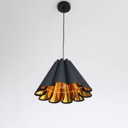 Handmade Black Pleated Pendant Lighting Fabric & Acrylic Shade