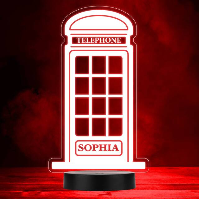 London Vintage Telephone Box Led Lamp Personalised Gift Night Light - Bedroom - image 1