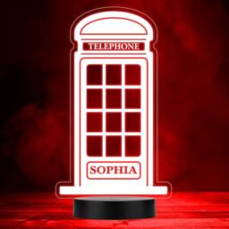 London Vintage Telephone Box Led Lamp Personalised Gift Night Light - Bedroom - thumbnail 1