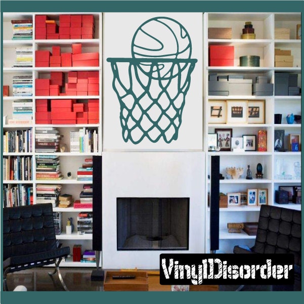 Basketball Hoop Net Vinyl Wall Decal Or Car Sticker - Basketballst023Et - image 1
