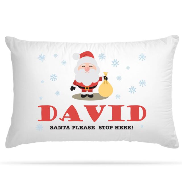 Personalised Christmas Santa Themed Pillow Case 6 Different Design Option For A Fun Xmas Decorations Any Name Unique Keepsake Gift Kids - image 1