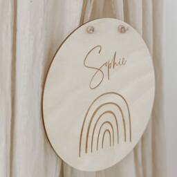 Wooden Sign With Name - Nameplate Motif Personalized Wooden Children's Room Gift For Newborns - thumbnail 2