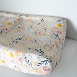 Peach Floral Changing Pad Cover Boho Nursery Bedding - thumbnail 2