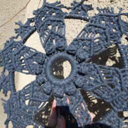 Modern Macrame Mandala Wall Hanging Dark Blue Indie Decor - 14 - thumbnail 3