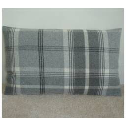Grey Tartan Wool Feel Cushion Cover Bolster Pillow Sham Soft Coorie Gray Scottish Plaid Check Zip Pillowcase 12x16 12x20 16x24 20x26 Oblong