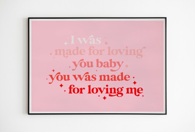 Kiss - I Was Made For Loving You Lyrics Music A3 A4 A5 Wall Art Poster Print Gift