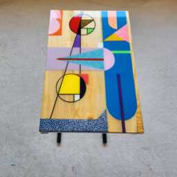 Abstract Epoxy C Couch Table, Colorful Art Side Table - thumbnail 4