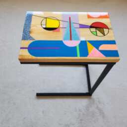 Abstract Epoxy C Couch Table, Colorful Art Side Table - thumbnail 2