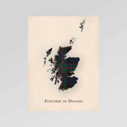 Clan Fletcher Of Dunans Scottish Tartan Map - Scotland Family Wall Decor, Ready To Hang - thumbnail 2