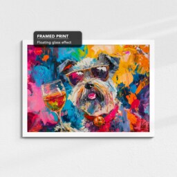 Miniature Schnauzer Toasting Drink Dog Pet Art Abstract Painting Framed Poster Print & Canvas Wall Living Home Decor Interior - thumbnail 3