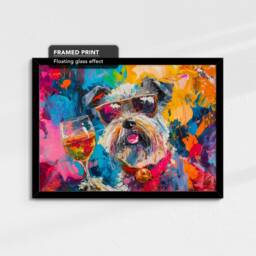 Miniature Schnauzer Toasting Drink Dog Pet Art Abstract Painting Framed Poster Print & Canvas Wall Living Home Decor Interior - thumbnail 2