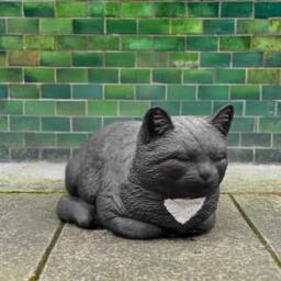 Black Cat Figurine For Garden Statue Lying Kitten Stone Pet Memorial Sculpture Yard Decoration Animal Outdoor Cat Ornament - thumbnail 1