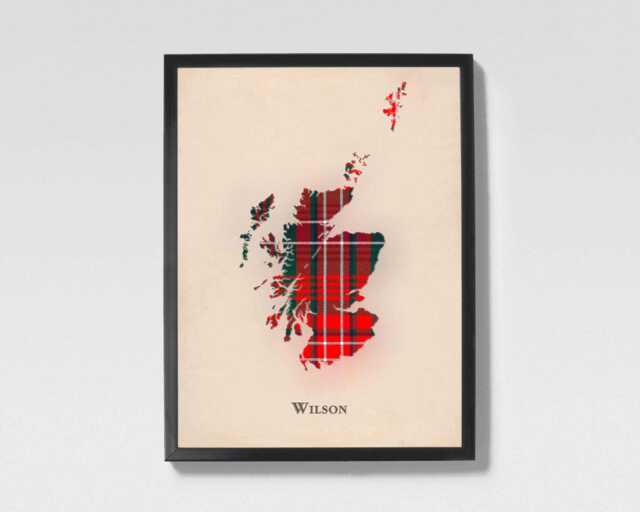 Clan Wilson Scottish Tartan Map - Of Scotland Family Wall Decor, Ready To Hang - image 1