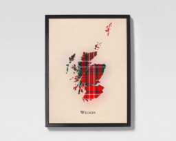Clan Wilson Scottish Tartan Map - Of Scotland Family Wall Decor, Ready To Hang - thumbnail 1