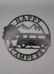Happy Campers, Adventure, Camping Plaque, Man Cave, Campervan Decor, Name, Door Or Wall Hanger in Acrylic Wood - thumbnail 1