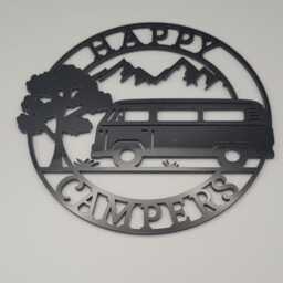 Happy Campers, Adventure, Camping Plaque, Man Cave, Campervan Decor, Name, Door Or Wall Hanger in Acrylic Wood - thumbnail 4