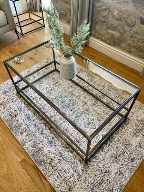 Aria Glass Metal Coffee Table - Dark Bronze - image 1