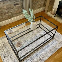 Aria Glass Metal Coffee Table - Dark Bronze - thumbnail 4