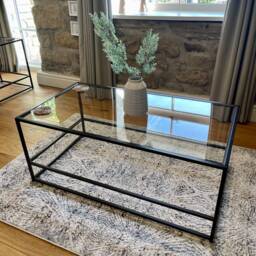 Aria Glass Metal Coffee Table - Dark Bronze - thumbnail 2