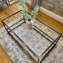 Aria Glass Metal Coffee Table - Dark Bronze - thumbnail 3