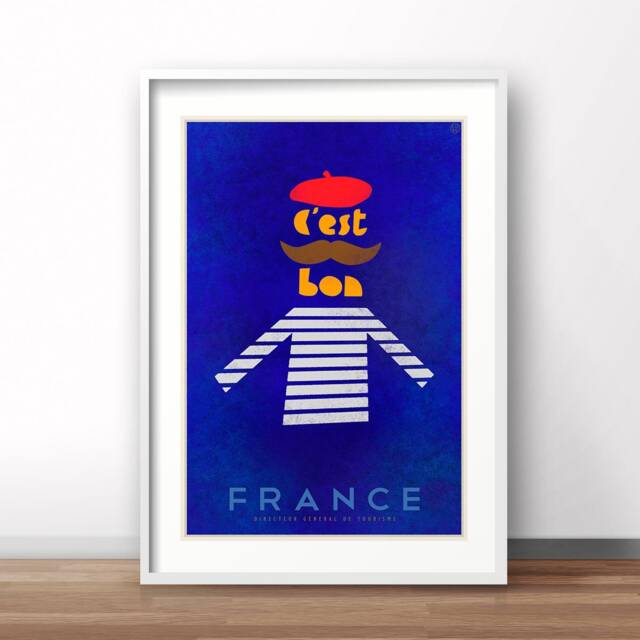 France Travel Poster C'est Bon, Vintage Art Print - image 1