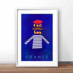 France Travel Poster C'est Bon, Vintage Art Print - thumbnail 1
