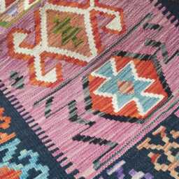 Kilim Rug Multicolour, Handmade Artisan Afghan Turkish Persian Rug, Navajo Moroccan Bohemian Flatweave, Natural Wool Dhurrie 124x80 cm - thumbnail 4