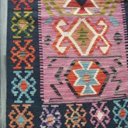 Kilim Rug Multicolour, Handmade Artisan Afghan Turkish Persian Rug, Navajo Moroccan Bohemian Flatweave, Natural Wool Dhurrie 124x80 cm - thumbnail 2