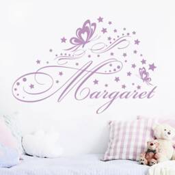 Girl Name Wall Decal. Personalized Stickers. Butterfly Decal For Nursery. Nursery Decor Girl. Room - Ma22 - thumbnail 1