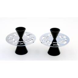 Mini Shabbat Candlesticks, Shalom Hebrew Blessing Candle Holders, Travel Size Candles, Modern Sticks, Jewish Gifts - thumbnail 3