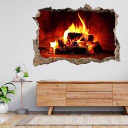 Close Up Shot Of Burning Firewood 3D Smashed View Wall Sticker Poster Decal A690 - thumbnail 2