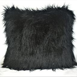Large Gray Faux Fur Shaggy Sheepskin Pillow For Sofa Couch Or Bed in Ivory Black White - thumbnail 3
