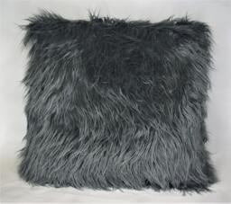 Large Gray Faux Fur Shaggy Sheepskin Pillow For Sofa Couch Or Bed in Ivory Black White - thumbnail 1