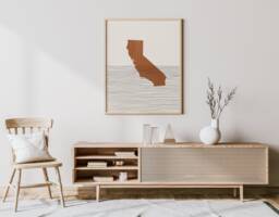 Boho Decor - California Mid Century Wall Art, Minimalist Art & Abstract Print, State Map Print Gift Idea - thumbnail 1