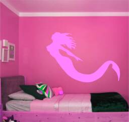Mermaid Silhouette Vinyl Wall Art, Decal, Sticker, Transfer, Mural, Removable, Decor, Rent Friendly, Interior, Exterior, - 0530 - thumbnail 1