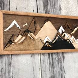 3D Mountain Wood Art Layered Reclaimed Wood, Nursery Decor - thumbnail 2