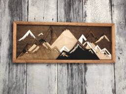 3D Mountain Wood Art Layered Reclaimed Wood, Nursery Decor - thumbnail 1
